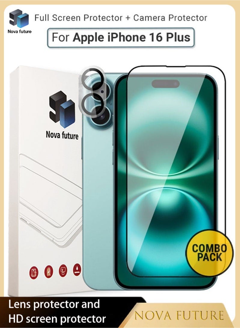 Nova future 2 in 1 Apple iPhone 16 Plus Screen & Camera Protector - High Transparency Full Coverage Shield for Scratch & Impact Protection - Screen & Camera Protector for Apple iPhone 16 Plus - Image 1
